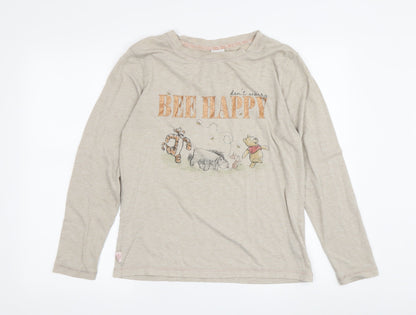Womens UK Size 8 Disney Beige Basic T-Shirt