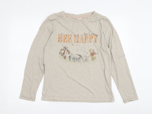 Womens UK Size 8 Disney Beige Basic T-Shirt