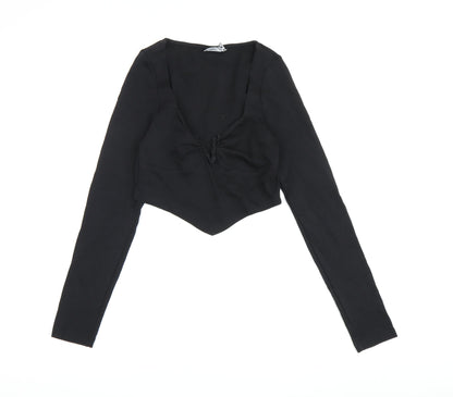 Womens UK Size 10 ASOS Design Black Cropped T-Shirt