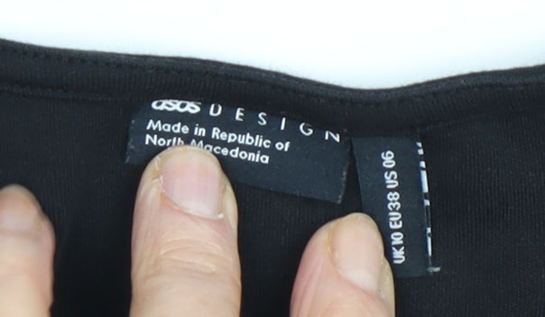 Womens UK Size 10 ASOS Design Black Cropped T-Shirt