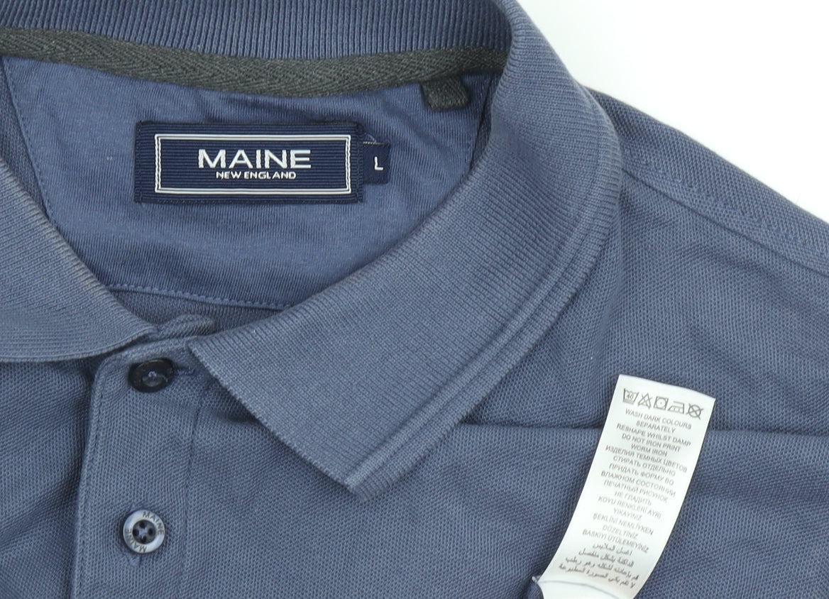 Maine New England Men's Blue Polo Shirt Large Casual
