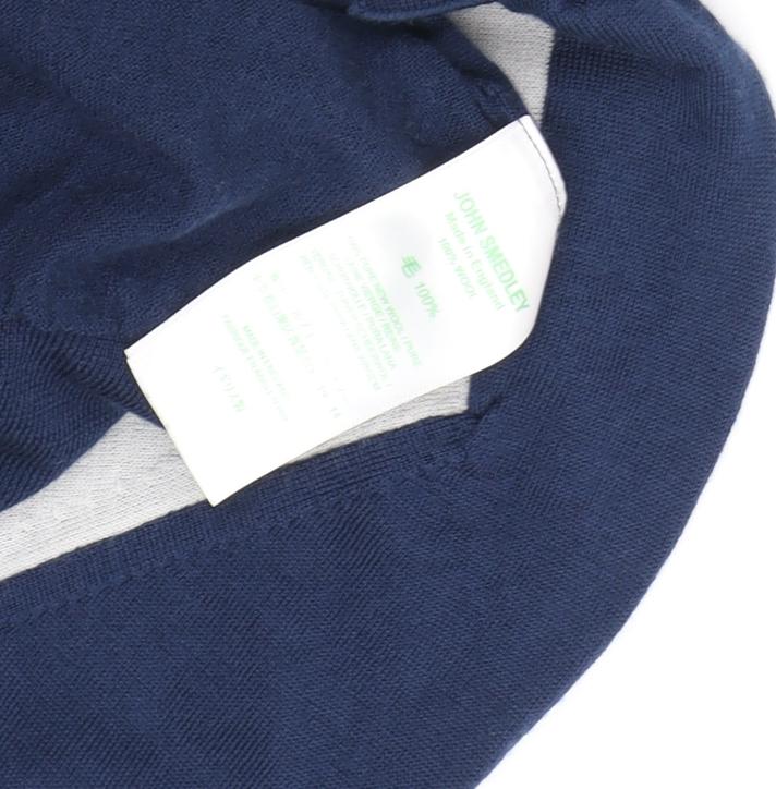 John Smedley Men's Blue Colourblock Polo Shirt S