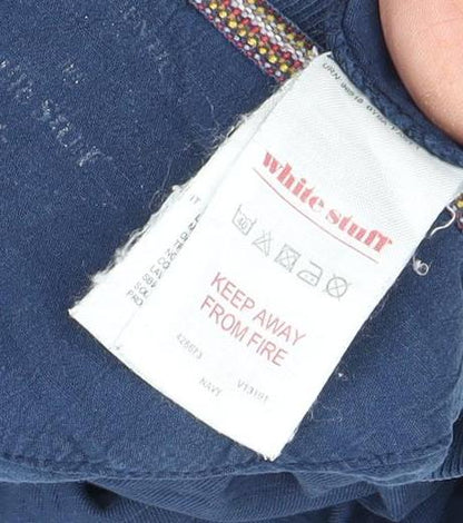 White Stuff Men's Blue Cotton T-Shirt, Size L, Classic Crew Neck