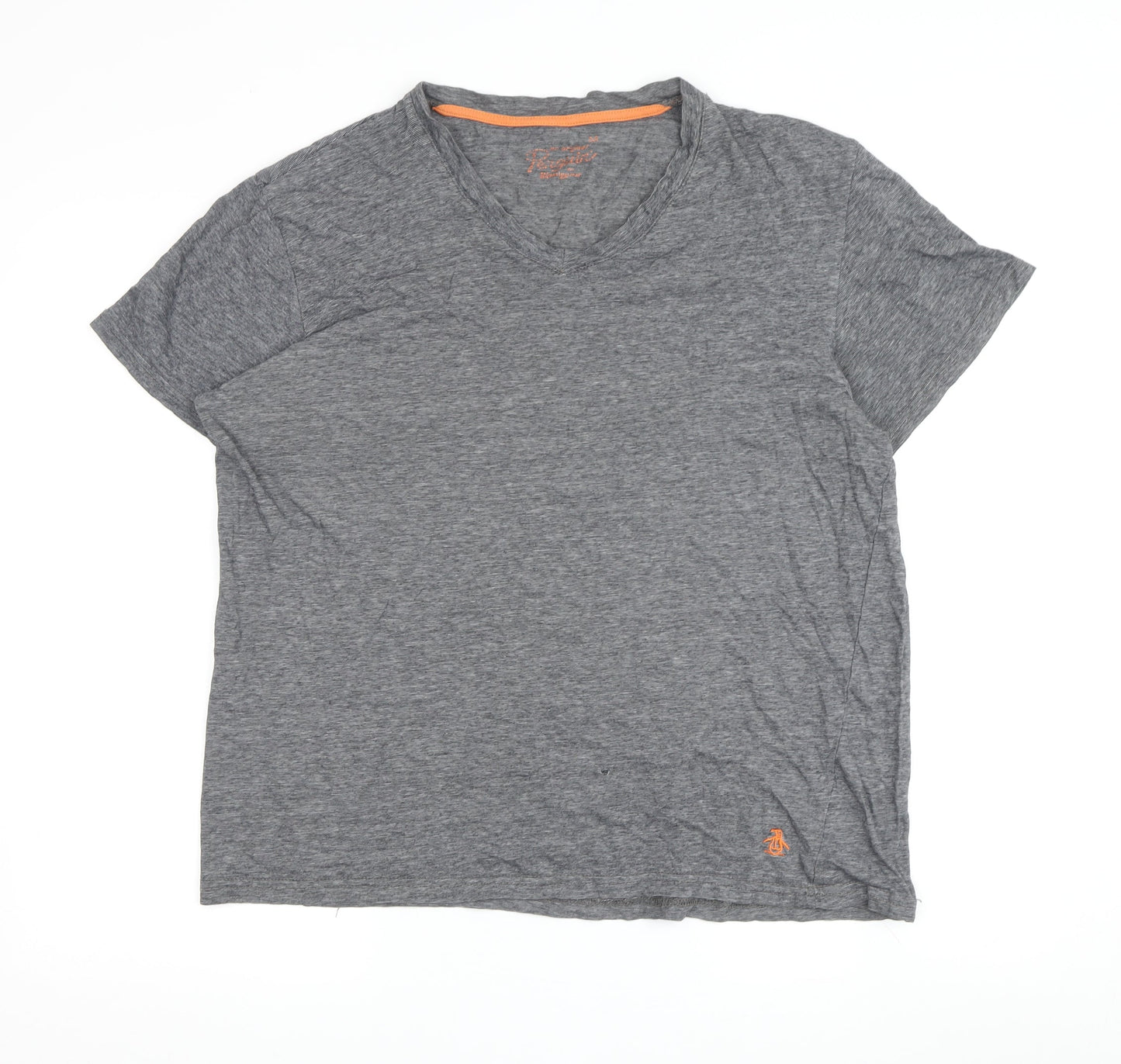Original Penguin Men's Grey V-Neck T-Shirt M