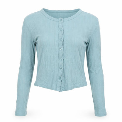 Womens UK Size S Urban Outfitters Blue Cropped Button-Up