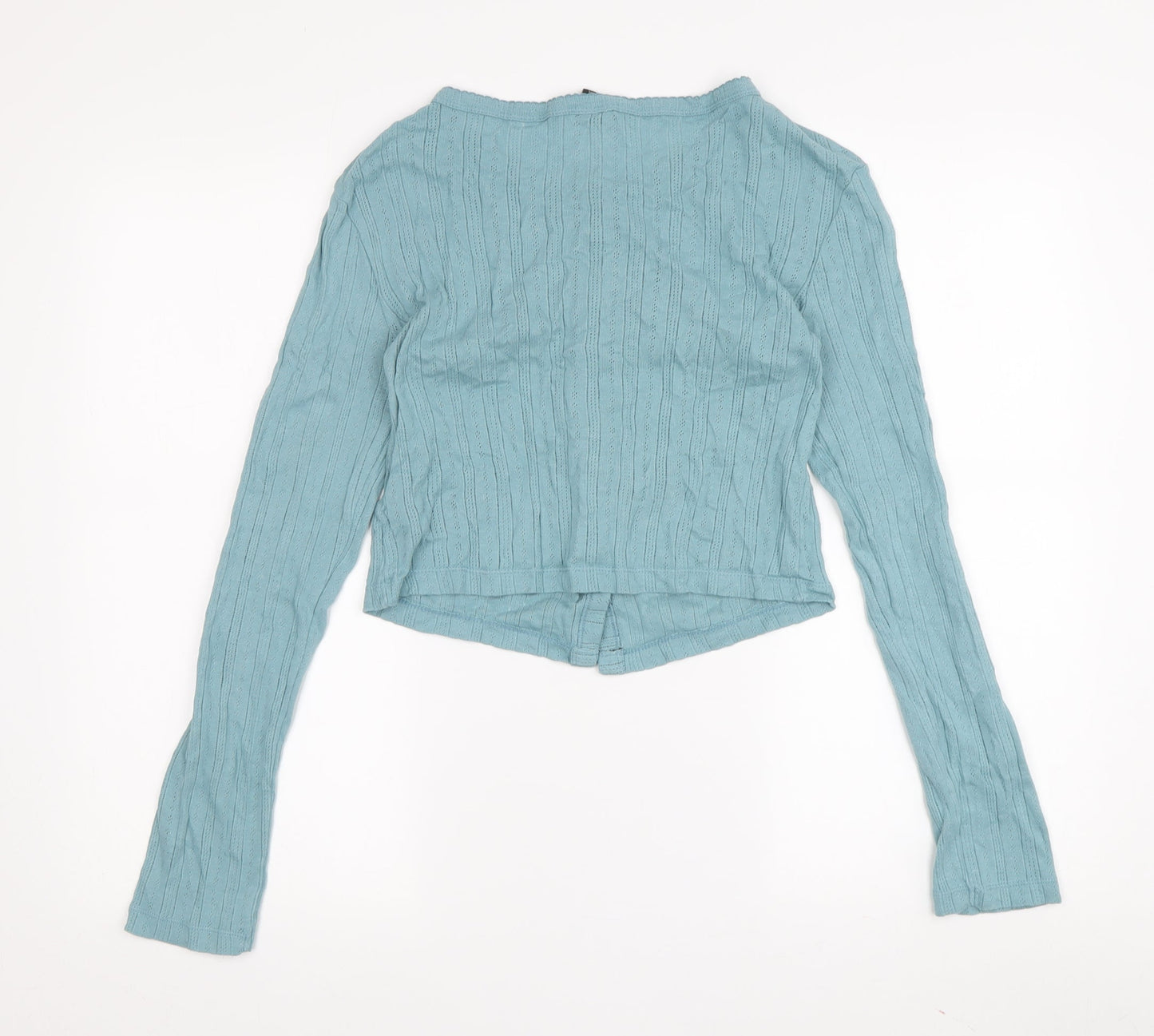 Womens UK Size S Urban Outfitters Blue Cropped Button-Up