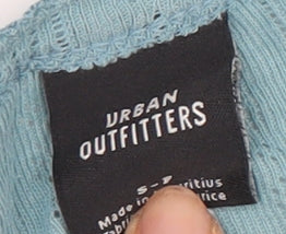 Womens UK Size S Urban Outfitters Blue Cropped Button-Up
