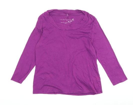 Laura Ashley Women's Purple Long Sleeve Basic T-Shirt Size 16