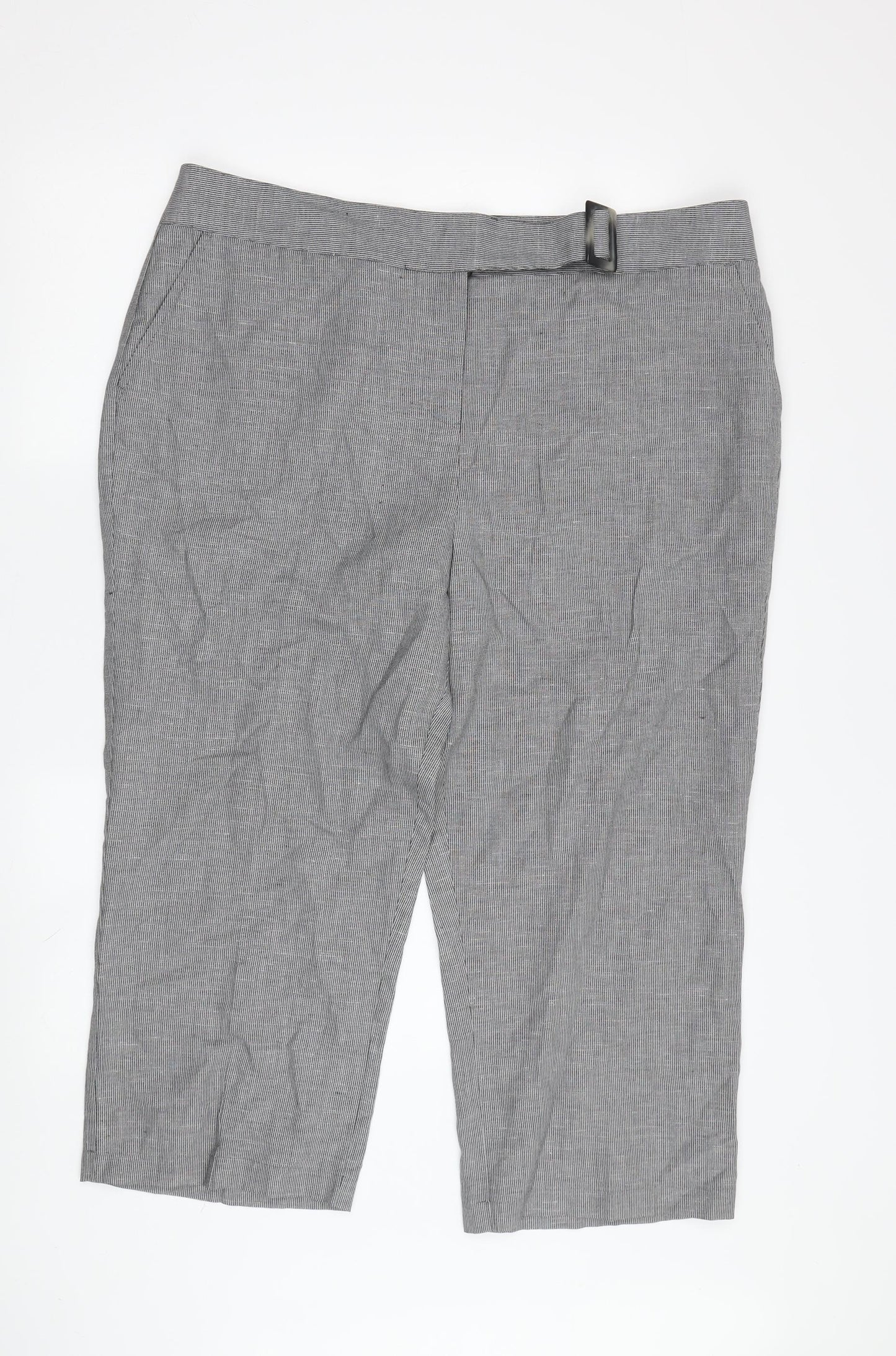 Womens UK Size 18 Per Una Regular Fit Cropped Grey Trousers