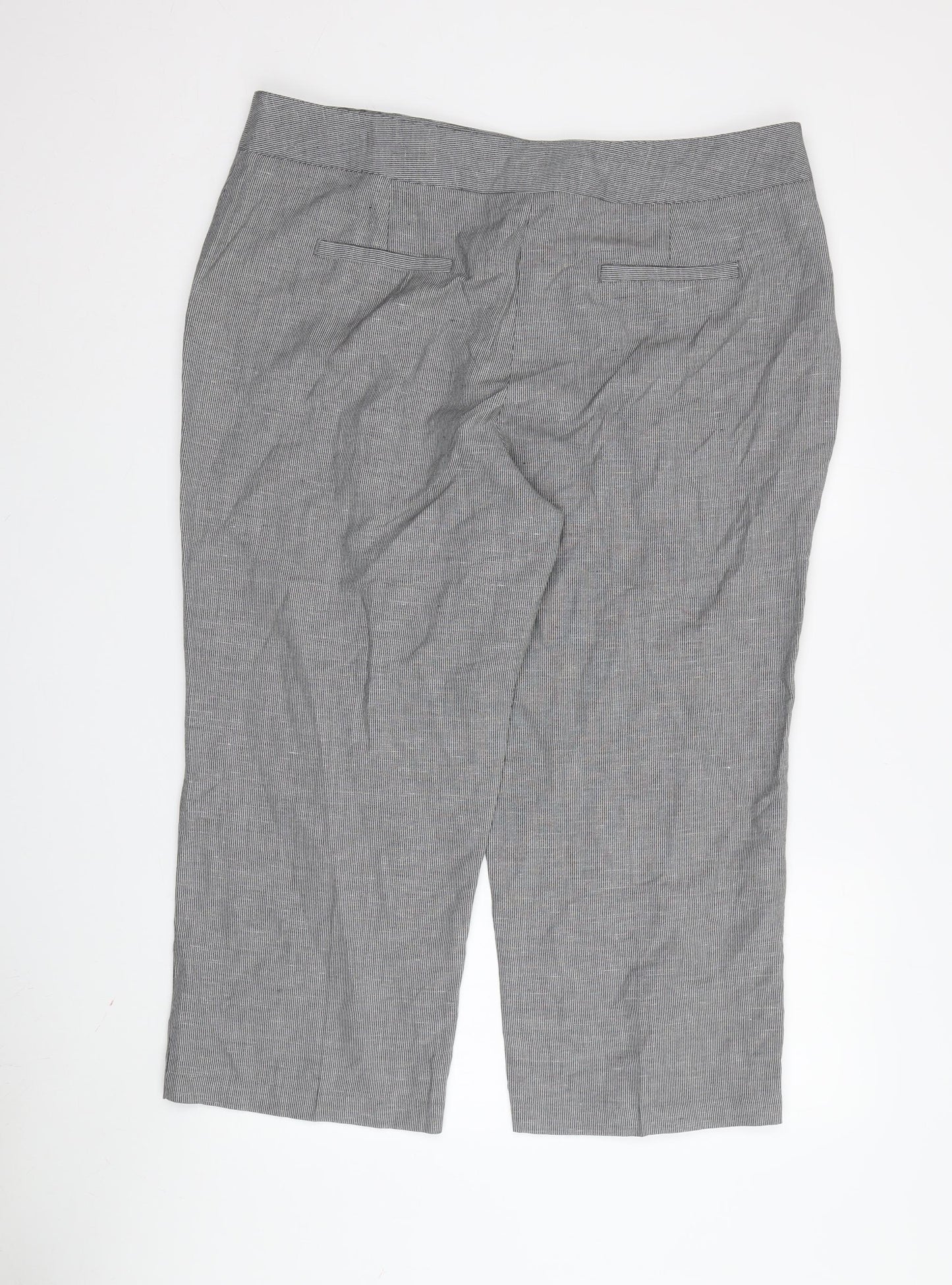 Womens UK Size 18 Per Una Regular Fit Cropped Grey Trousers