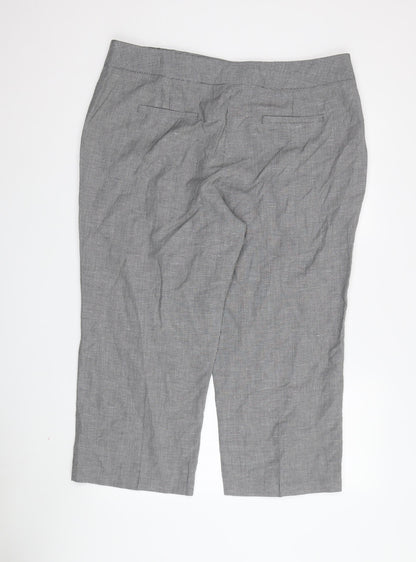 Womens UK Size 18 Per Una Regular Fit Cropped Grey Trousers