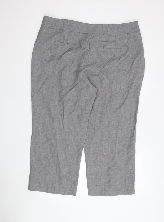 Womens UK Size 18 Per Una Regular Fit Cropped Grey Trousers