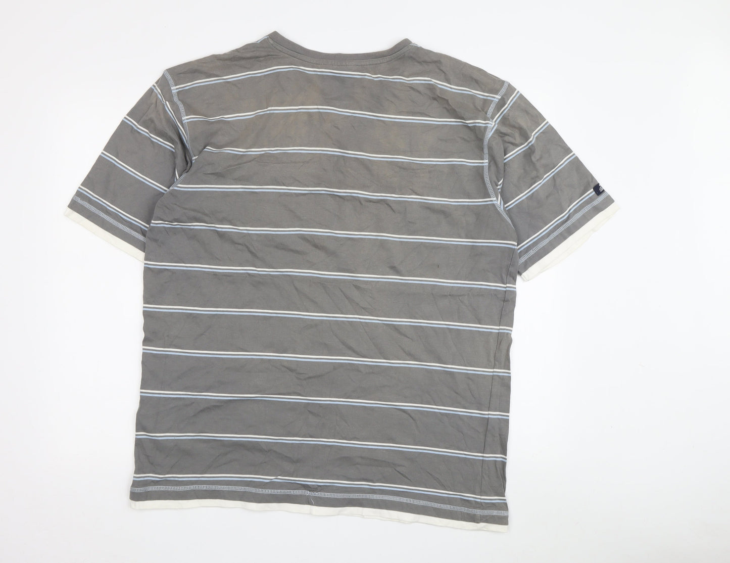 Slazenger Men's Grey Striped V-Neck T-Shirt, Size L