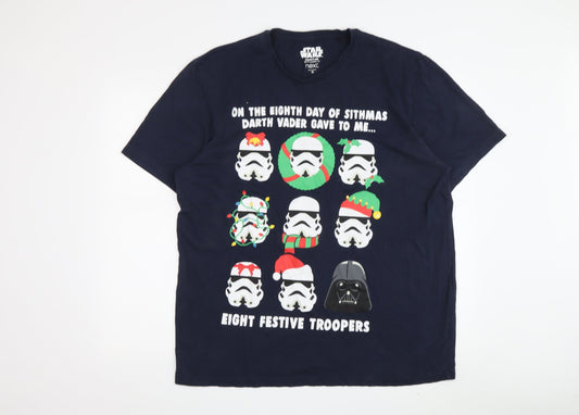 Next Men's Blue Star Wars Christmas T-Shirt XL