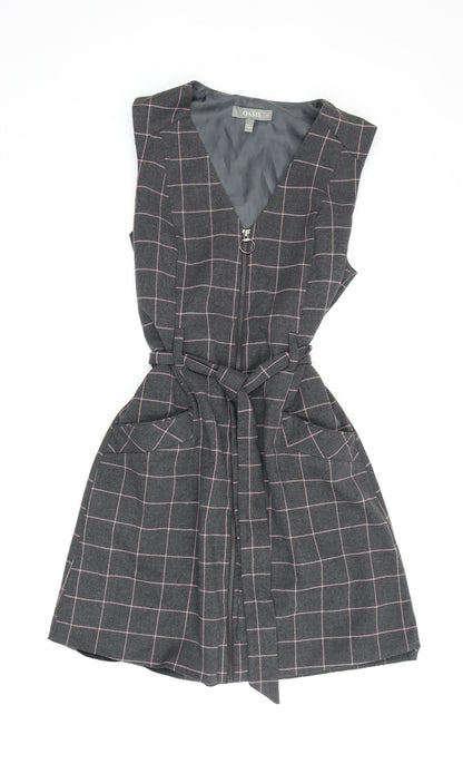 Oasis Women's Grey Check Pinafore Dress Size 10