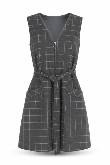 Oasis Women's Grey Check Pinafore Dress Size 10