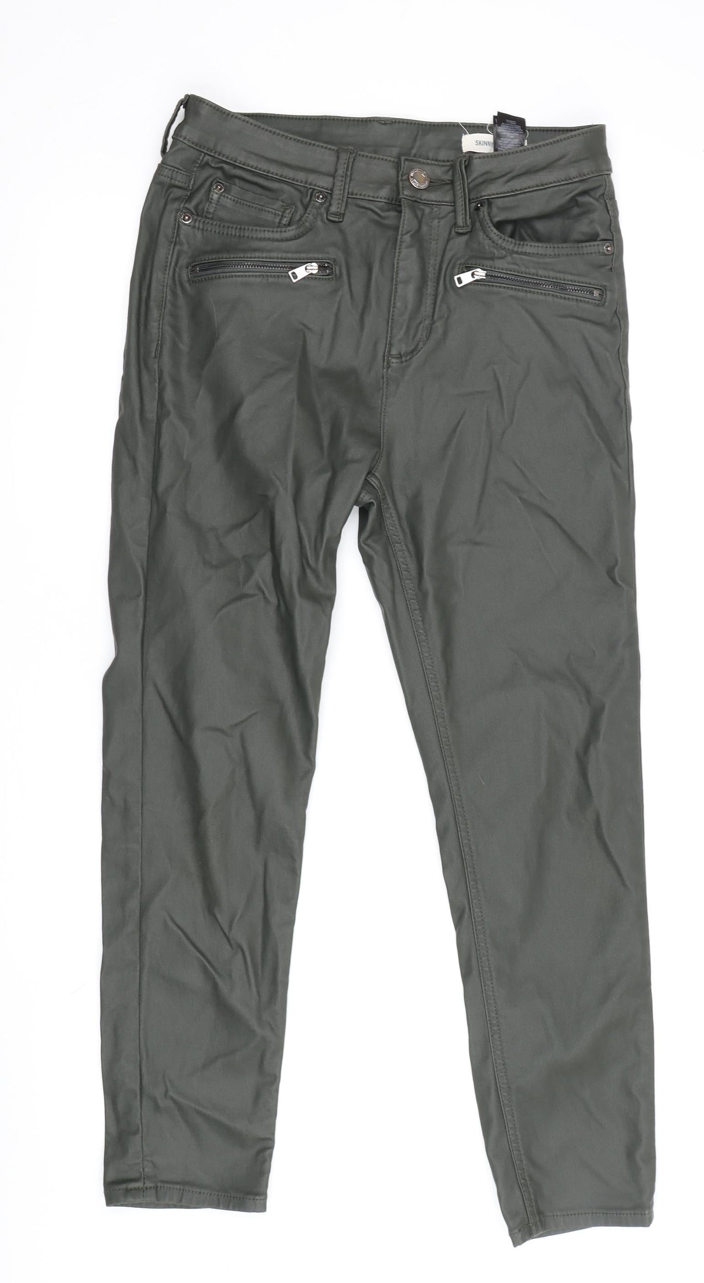 Womens UK Size 12 Marks and Spencer Regular Fit Skinny Green Trousers