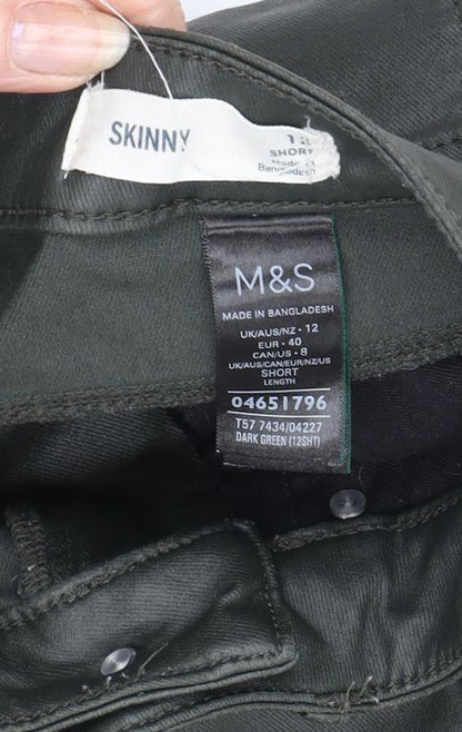 Womens UK Size 12 Marks and Spencer Regular Fit Skinny Green Trousers