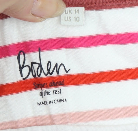Boden Women's Multicoloured Striped T-Shirt, Size 14