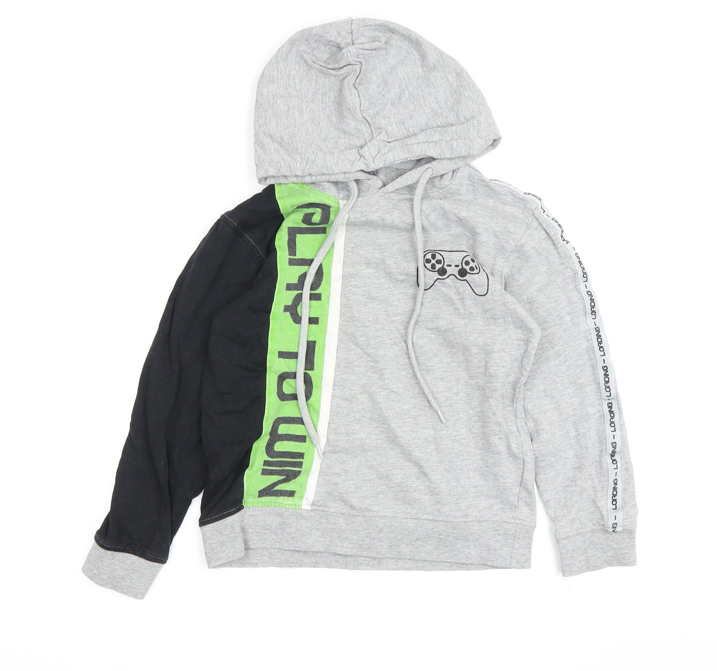 City Comfort Boys Grey Black Gaming Hoodie 7-8 Years