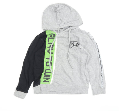 City Comfort Boys Grey Black Gaming Hoodie 7-8 Years