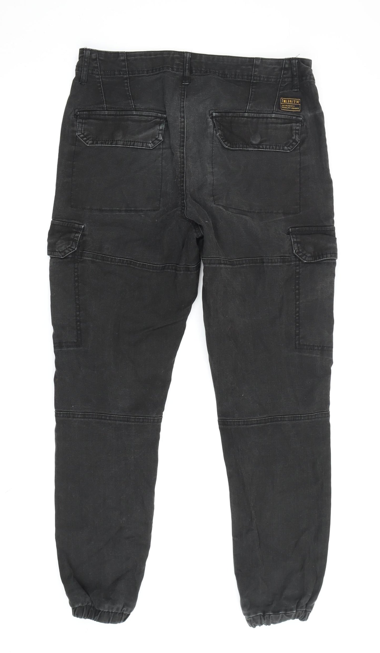 Topman Men's Black Cargo Trousers - Size 30 Regular Fit