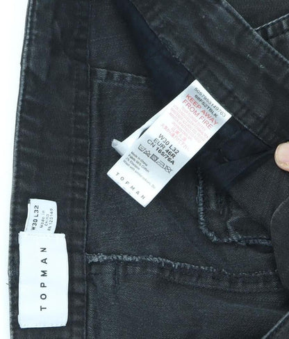 Topman Men's Black Cargo Trousers - Size 30 Regular Fit