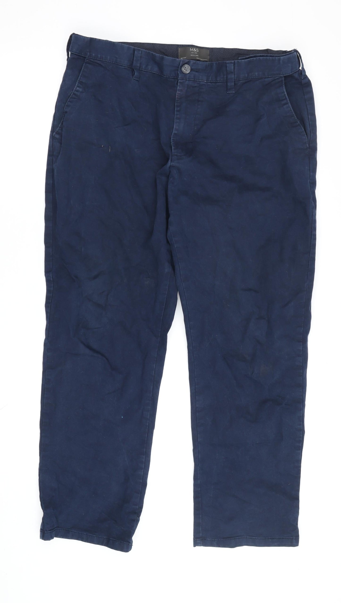 Marks and Spencer Men's Blue Chino Trousers, Size 36