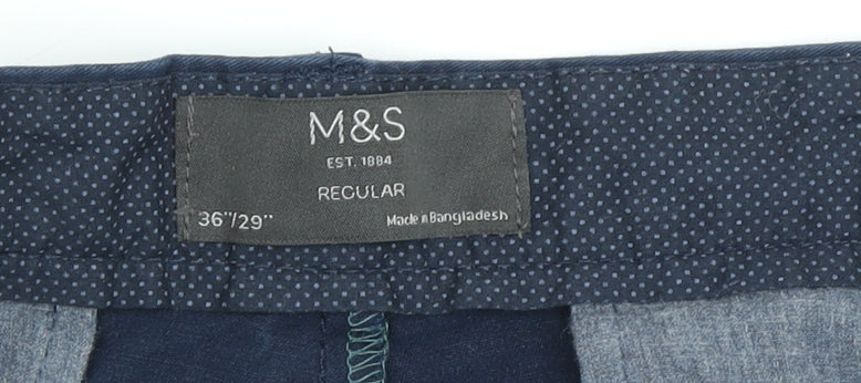 Marks and Spencer Men's Blue Chino Trousers, Size 36