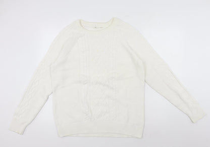 GAP Women's White Cable-Knit Pullover Jumper XL