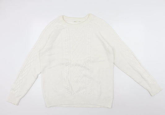 GAP Women's White Cable-Knit Pullover Jumper XL
