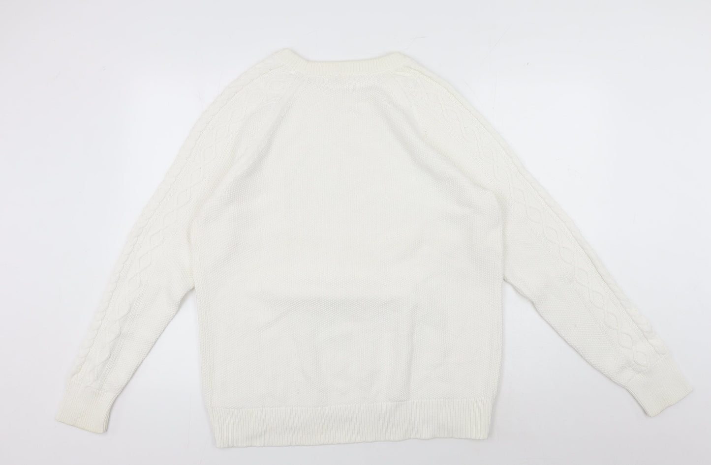 GAP Women's White Cable-Knit Pullover Jumper XL