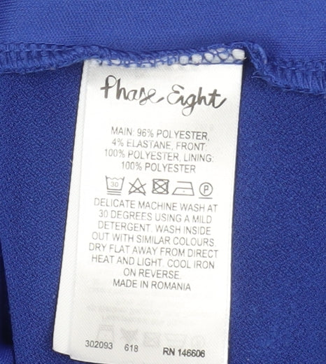 Phase Eight Women's Asymmetric Blue Midi Dress Size 8