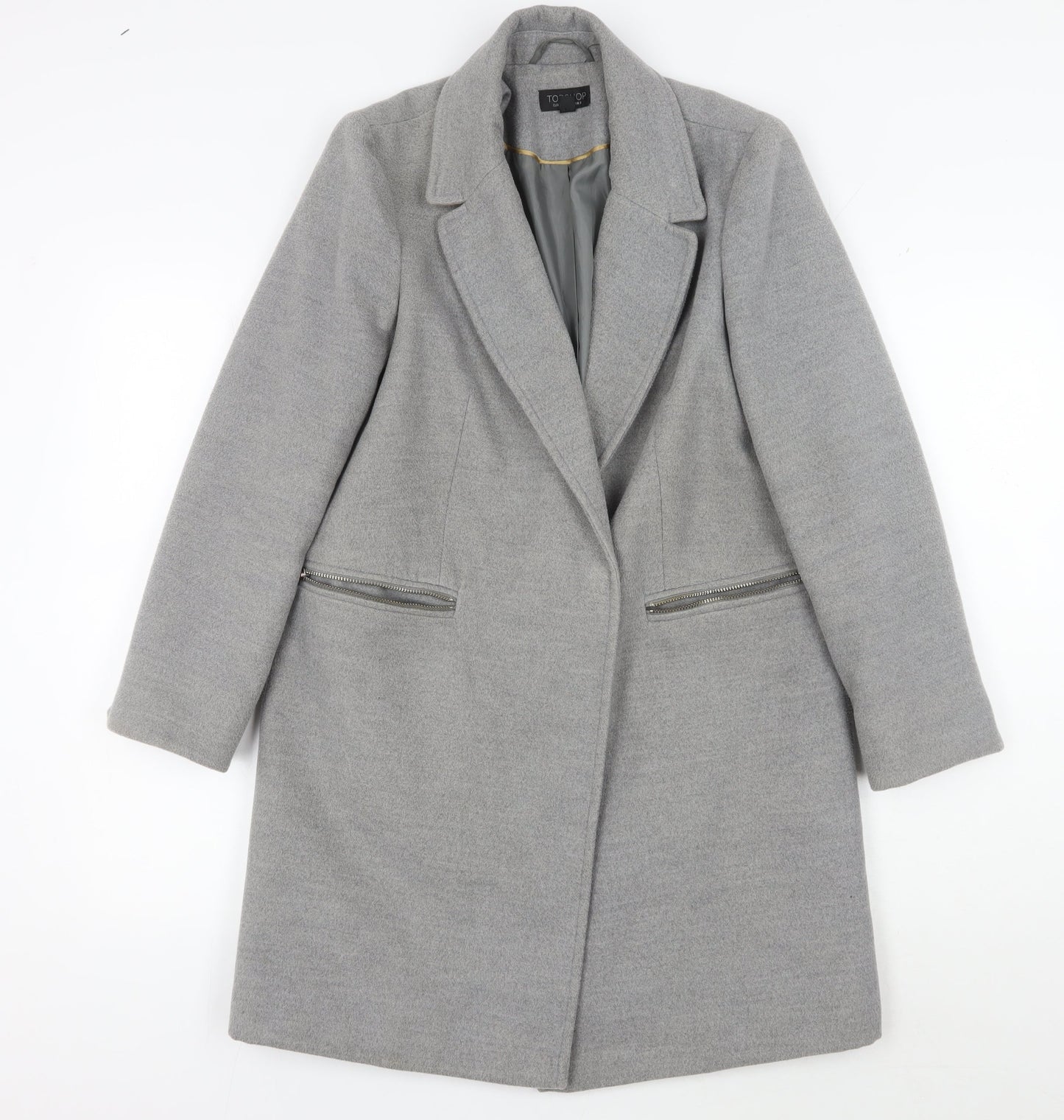 Womens UK Size 8 Topshop Grey Overcoat