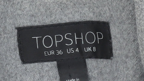 Womens UK Size 8 Topshop Grey Overcoat