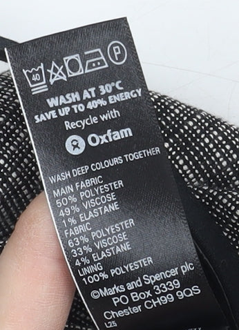 Marks and Spencer Black Check Pencil Skirt, Size 8, Belted