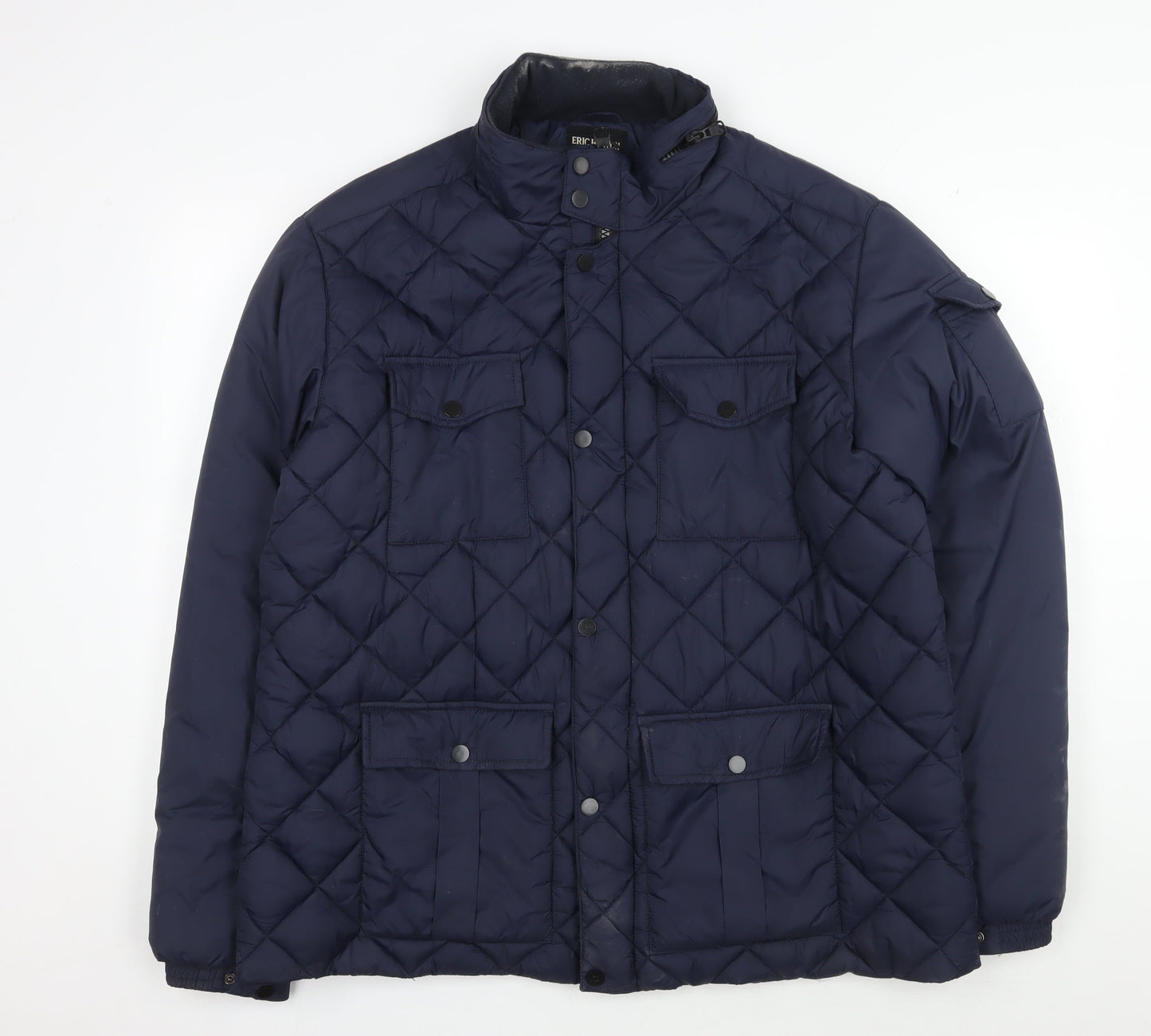 Mens UK Size 56 ERIC HATTON Blue Quilted Coat