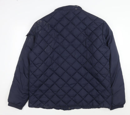 Mens UK Size 56 ERIC HATTON Blue Quilted Coat