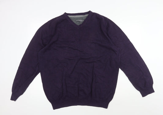 RJR John Rocha Men's XL Purple V-Neck Jumper