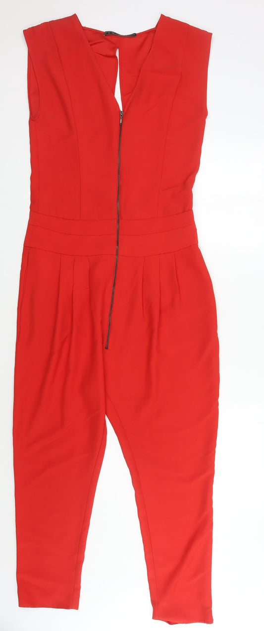Zara Women's Red Sleeveless Jumpsuit Size 2XS