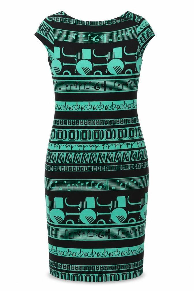 ASOS Women's Black Green Geometric Shift Dress Size 10