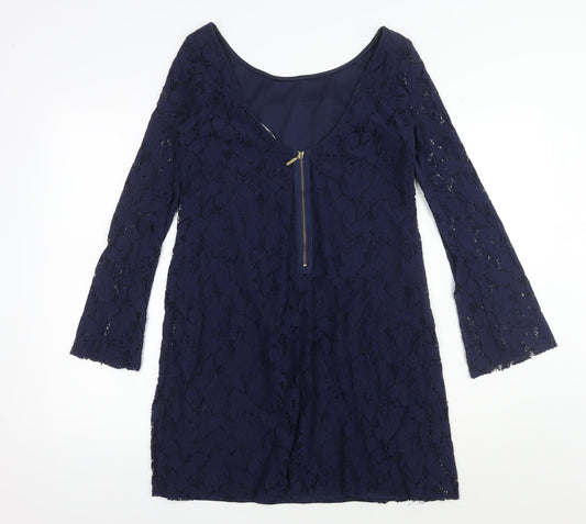 Zara Women's Blue Shift Dress, Size 12, Party-Perfect