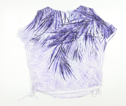 Roman Women's Purple Palm Print Tunic Blouse, Size 18