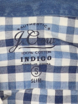 JCrew Men's Blue Check Slim Fit Shirt - Size S