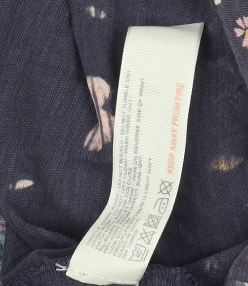 FatFace Teen Blue Floral Long Sleeve Henley Blouse