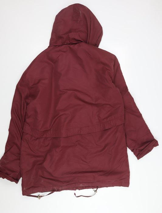 Klass Collection Women's Red Parka Jacket XL, Hooded