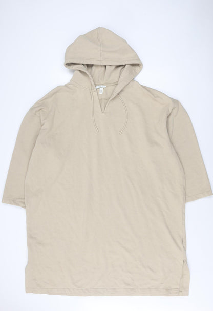 H&M Women's Beige Hoodie XL Cotton Blend
