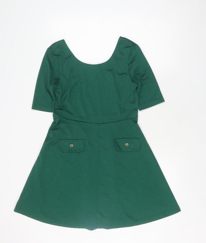 Vila Women's Green Fit & Flare Mini Dress, M