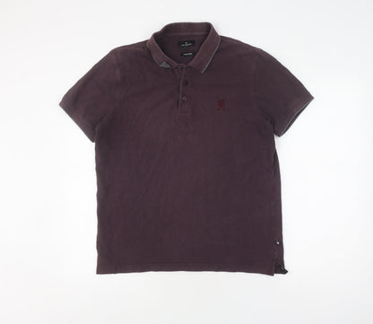 Jeff Banks Men's Purple Cotton Polo Shirt L