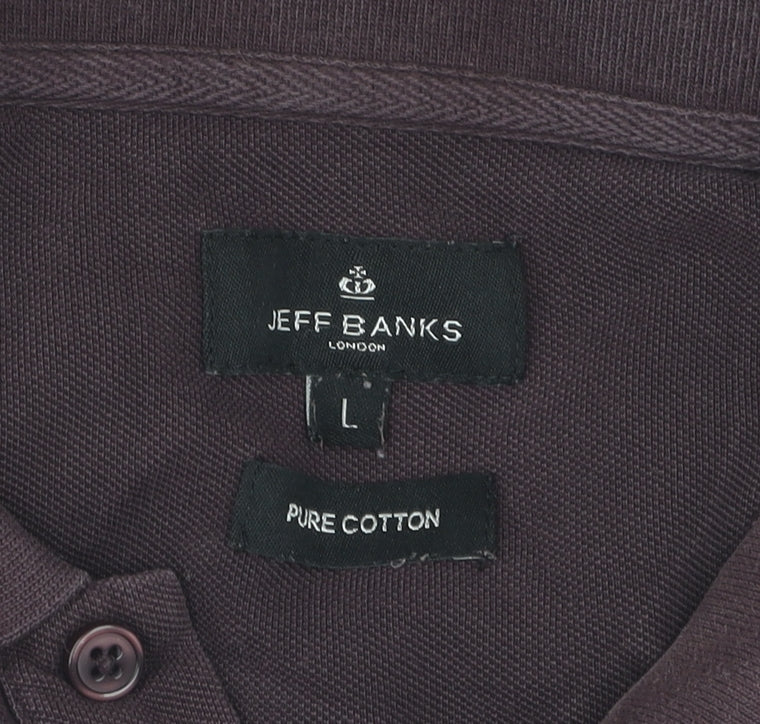 Jeff Banks Men's Purple Cotton Polo Shirt L